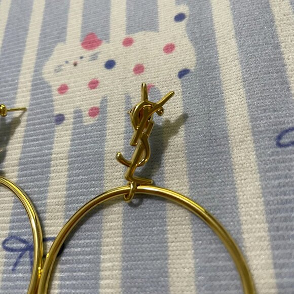 Saint Laurent Gold-Tone Round Earrings - Picture 3 of 5